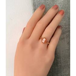 Bague Camée Rouge Et Plaqué or 18 Carats 750/000 Tailles Choix