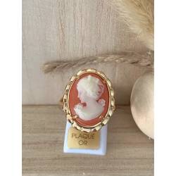 Bague Large Camée Rouge Et Plaqué or 18 Carats Tailles au choix de 51 à 61