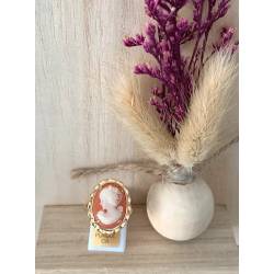 Bague Large Camée Rouge Et Plaqué or 18 Carats Tailles au choix de 51 à 61