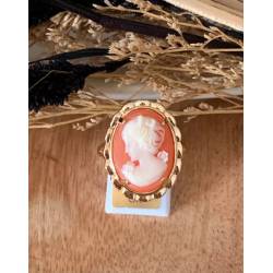 Bague Large Camée Rouge Et Plaqué or 18 Carats Tailles au choix de 51 à 61