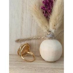 Bague Large Camée Rouge Et Plaqué or 18 Carats Tailles au choix de 51 à 61