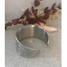Bracelet jonc manchette motifs striés en acier inoxydable argenté