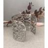 Bracelet jonc manchette large motifs arabesques ajourés en acier inoxydable