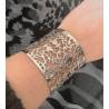 Bracelet jonc manchette large motifs arabesques ajourés en acier inoxydable