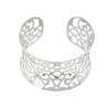 Bracelet jonc manchette ouvert motifs ajourés en acier inoxydable argenté