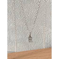 Collier argent 925/000 rhodié + pendentif prénom initiale lettre "E" zirconium