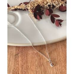 Collier argent 925/000 rhodié + pendentif prénom initiale lettre "E" zirconium