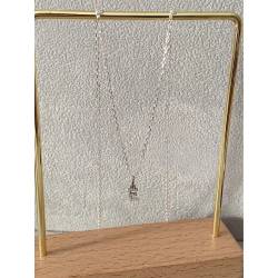 Collier argent 925/000 rhodié + pendentif prénom initiale lettre "E" zirconium