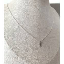 Collier argent 925/000 rhodié + pendentif prénom initiale lettre "E" zirconium