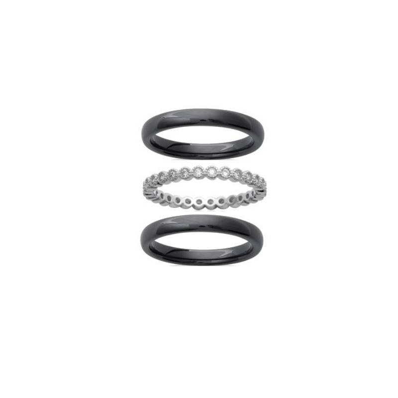 Bague Céramique NOIR OXYDE De Zirconium Argent Massif T50-52-54-56-58-60