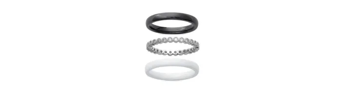 Bague Céramique NOIR&BLANC Zirconium Argent Massif T50-52-54-56-58-60