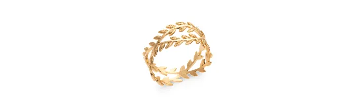Bague Motifs Feuilles De Laurier Plaqué or 18 CARATS BIJOU T50 à 60