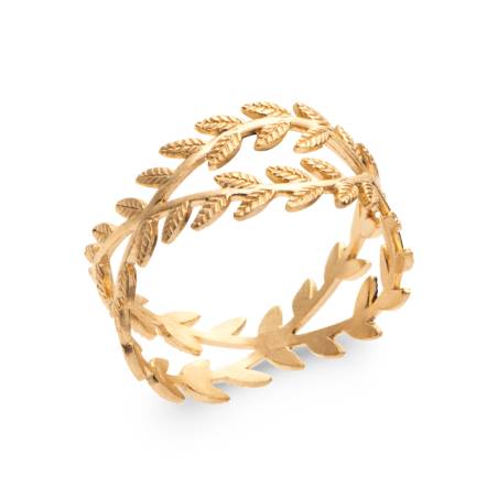 Bague Motifs Feuilles De Laurier Plaqué or 18 CARATS BIJOU T50 à 60