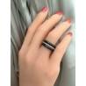 Bague Céramique Noire 3 Anneaux Argent Zirconium T50-52-54-56-58-60
