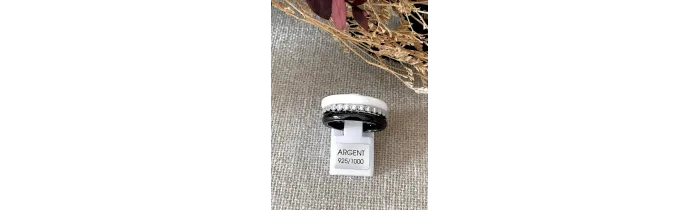 Bague Céramique NOIR&BLANC Zirconium Argent Massif T50-52-54-56-58-60