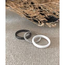 Bague Céramique NOIR&BLANC Zirconium Argent Massif T50-52-54-56-58-60