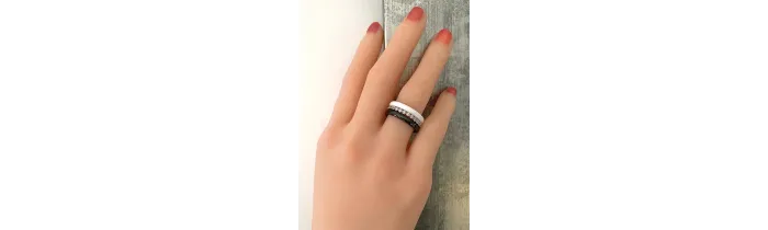 Bague Céramique NOIR&BLANC Zirconium Argent Massif T50-52-54-56-58-60