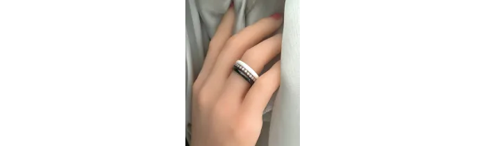 Bague Céramique NOIR&BLANC Zirconium Argent Massif T50-52-54-56-58-60