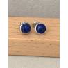 Boucles d'oreilles Puces 6MM Pierre Lapis Lazuli & Argent Massif Rhodié 925/1000