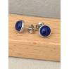 Boucles d'oreilles Puces 6MM Pierre Lapis Lazuli & Argent Massif Rhodié 925/1000