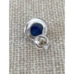 Boucles d'oreilles Puces 6MM Pierre Lapis Lazuli & Argent Massif Rhodié 925/1000