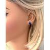 Boucles d'oreilles Puces 6MM Pierre Lapis Lazuli & Argent Massif Rhodié 925/1000