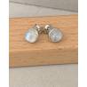 Boucles d'oreilles Puces Pierre de Lune 6MM & Argent Massif Rhodié 925/1000