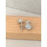 Boucles d'oreilles Puces Pierre de Lune 6MM & Argent Massif Rhodié 925/1000