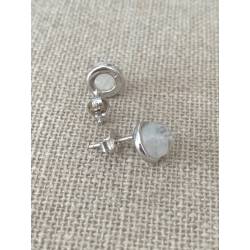 Boucles d'oreilles Puces Pierre de Lune 6MM & Argent Massif Rhodié 925/1000