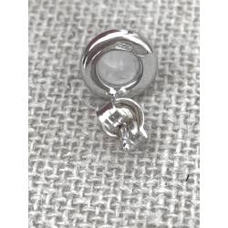 Boucles d'oreilles Puces Pierre de Lune 6MM & Argent Massif Rhodié 925/1000