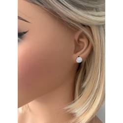 Boucles d'oreilles Puces Pierre de Lune 6MM & Argent Massif Rhodié 925/1000