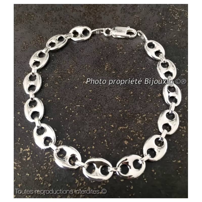 Bracelet Grain De Café 21CM X 8 MM Argent Massif 925/000 Bijoux Homme