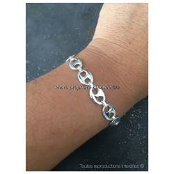 Bracelet Grain De Café 21CM X 8 MM Argent Massif 925/000 Bijoux Homme