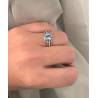 Bague Empierrée Cristal Bleu Topaze Zirconium en Argent Massif 925/000 Rhodié