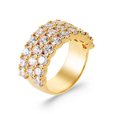 Bague Pavé Microserti Oxyde de Zirconium Plaqué Or 18 Carats 750/000 T50 à T60