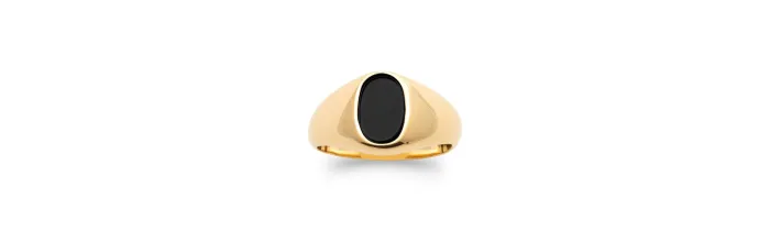 Bague Chevalière Onyx Plaqué Or 18 CARATS Tailles 48 à T70