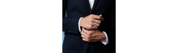 Bague Chevalière Onyx Plaqué Or 18 CARATS Tailles 48 à T70