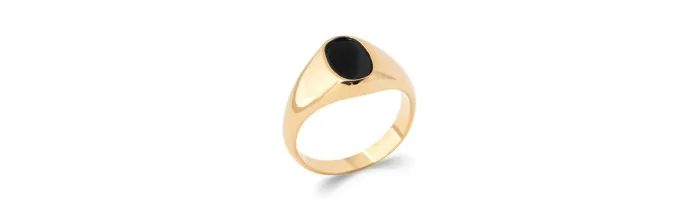 Bague Chevalière Onyx Plaqué Or 18 CARATS Tailles 48 à T70