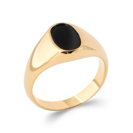 Bague Chevalière Onyx Plaqué Or 18 CARATS Tailles 48 à T70