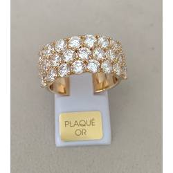 Bague Pavé Microserti Oxyde de Zirconium Plaqué Or 18 Carats 750/000 T50 à T60