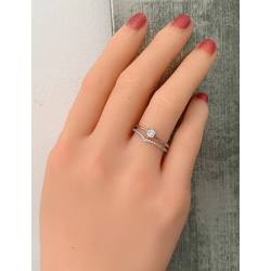 Bague Solitaire Double Anneaux effet 2 en 1 en Argent Massif 925/1000 T 50 à 60