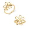 Bague fleur ajourée en plaqué or 18 carats 750/000 T50 à 60