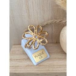 Bague fleur ajourée en plaqué or 18 carats 750/000 T50 à 60