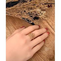 Bague fleur ajourée en plaqué or 18 carats 750/000 T50 à 60