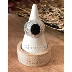 Chevalière US Américaine En Argent 925/000 Onyx Tailles 52 à 70