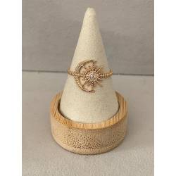 Bague Motif Croissant de Lune & Soleil En Plaqué Or 18 Carats Tailles 50 à 60