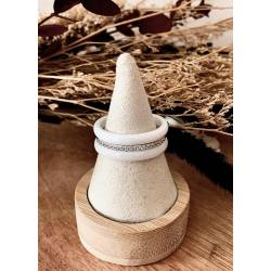 Bagues Assemblage Céramique Blanche Avec Argent 925/1000 Zirconium T50 à 60