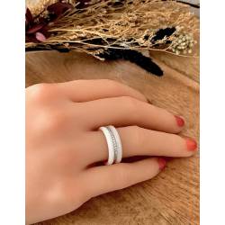 Bagues Assemblage Céramique Blanche Avec Argent 925/1000 Zirconium T50 à 60