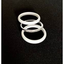 Bagues Assemblage Céramique Blanche Avec Argent 925/1000 Zirconium T50 à 60