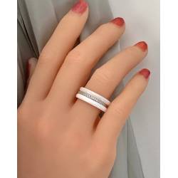 Bagues Assemblage Céramique Blanche Avec Argent 925/1000 Zirconium T50 à 60